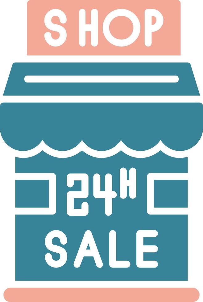 24 Hour Sale Glyph Two Color Icon vector