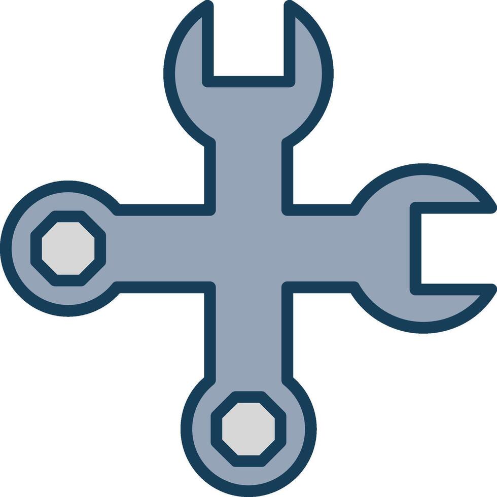 Spanner Line Filled Grey Icon vector