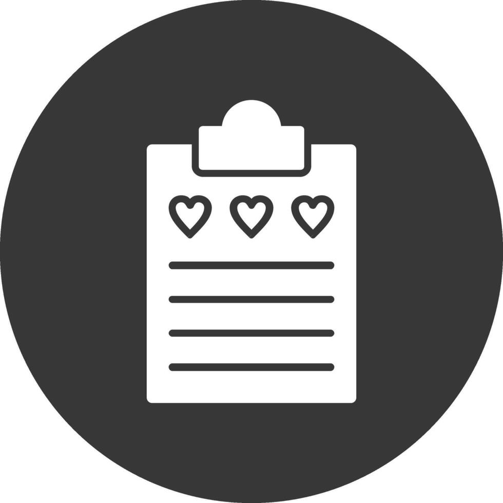 Wish List Glyph Inverted Icon vector