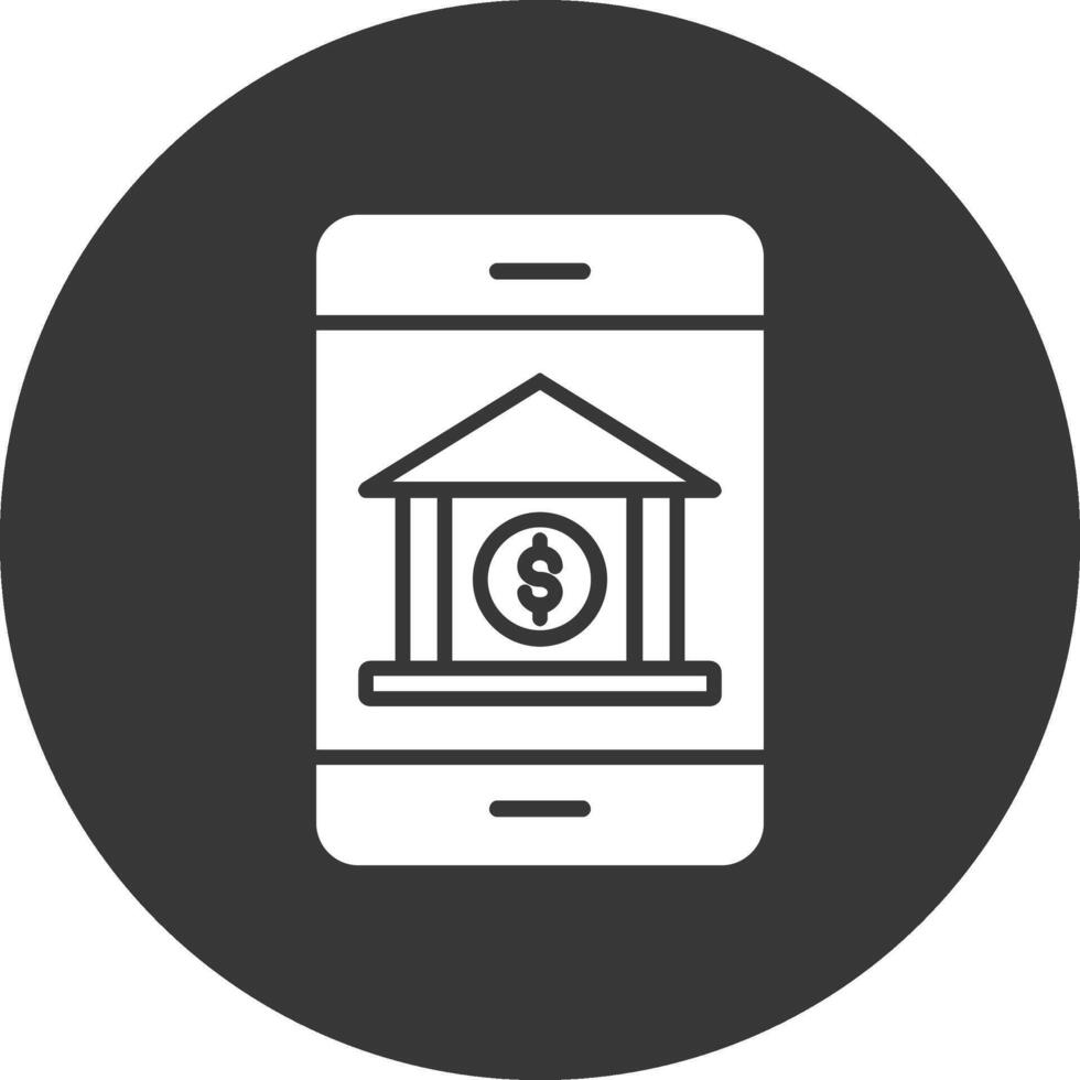 bancario aplicación glifo invertido icono vector