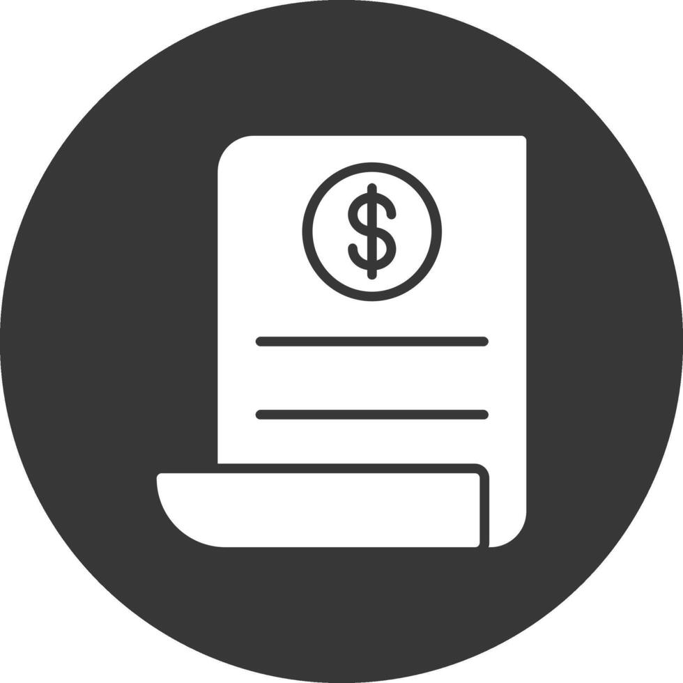 Pay Bill Glyph Inverted Icon vector