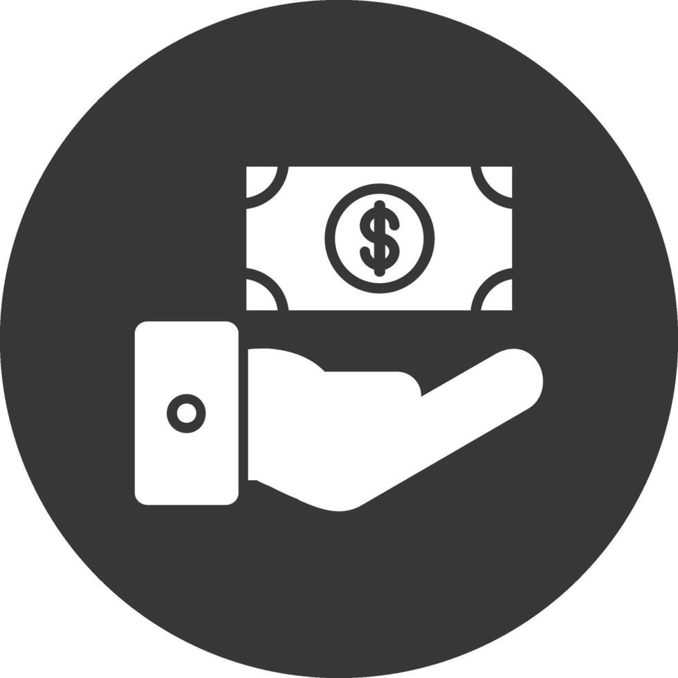 recibir dinero glifo invertido icono vector