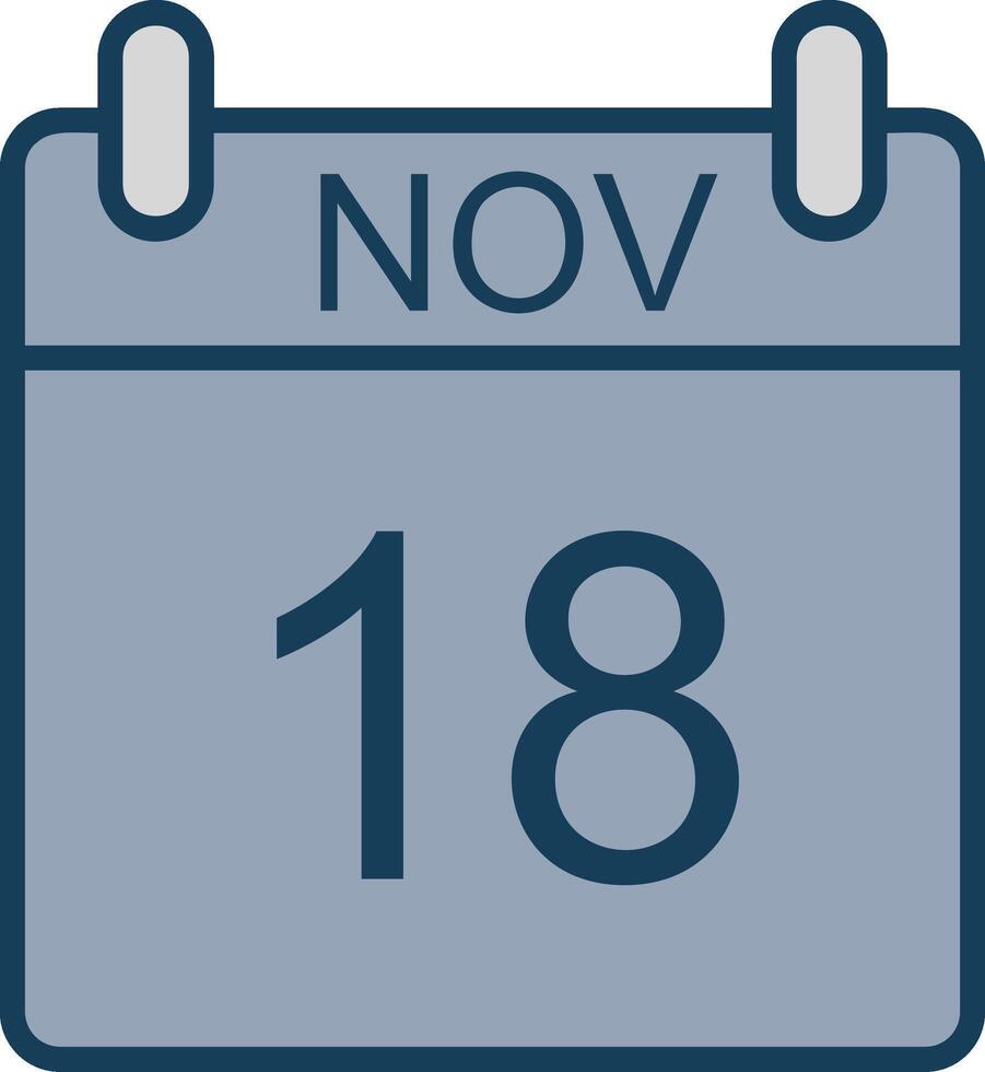 November Line Filled Grey Icon vector