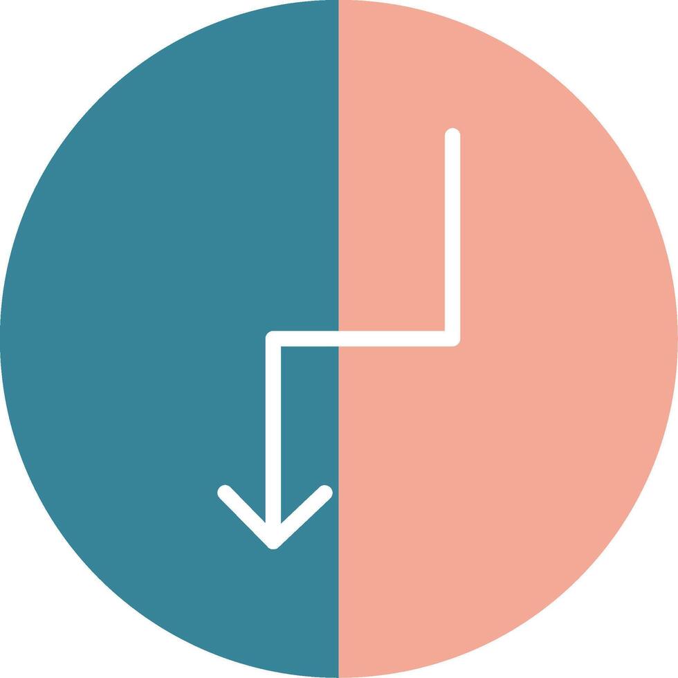 Zigzag Arrow Glyph Two Color Icon vector