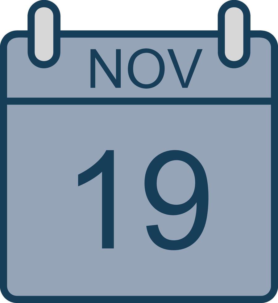 November Line Filled Grey Icon vector