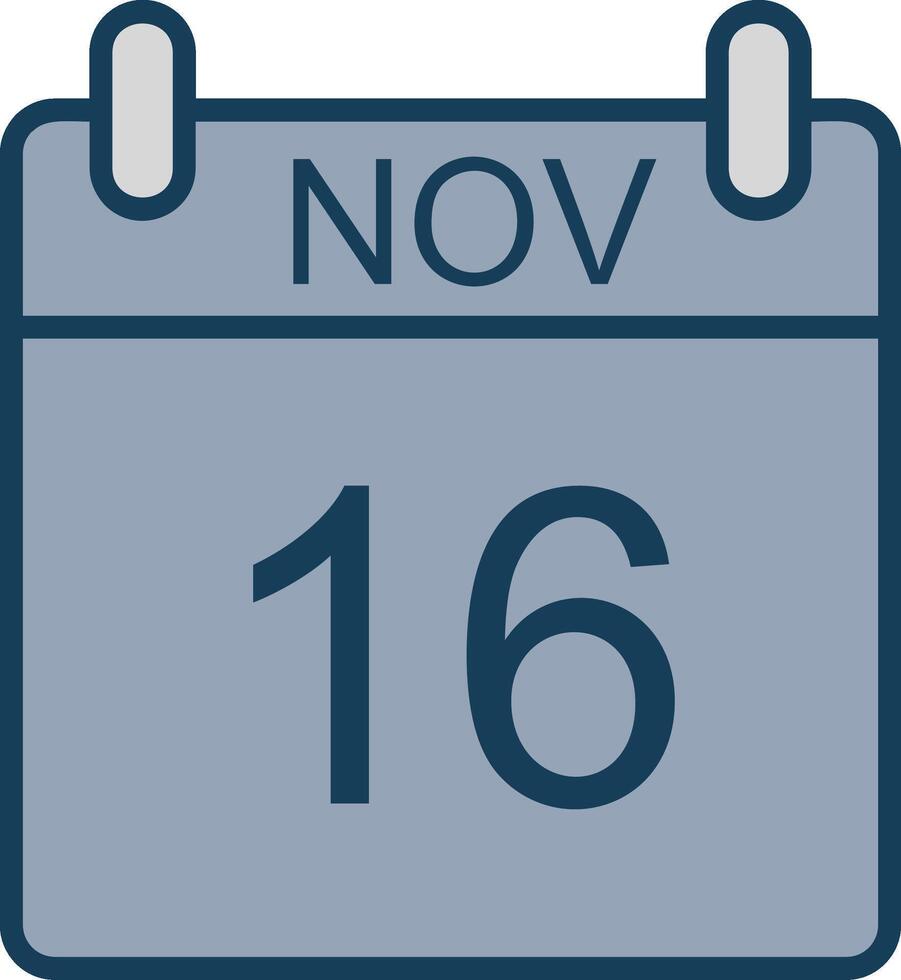 November Line Filled Grey Icon vector