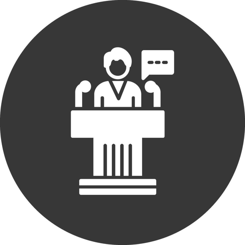 Professional Speaker Glyph Inverted Icon vector