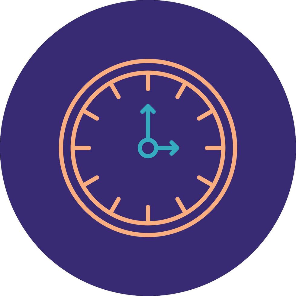 reloj línea dos color circulo icono vector