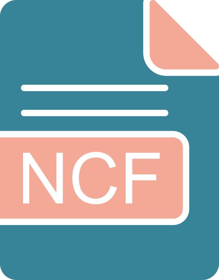 ncf archivo formato glifo dos color icono vector