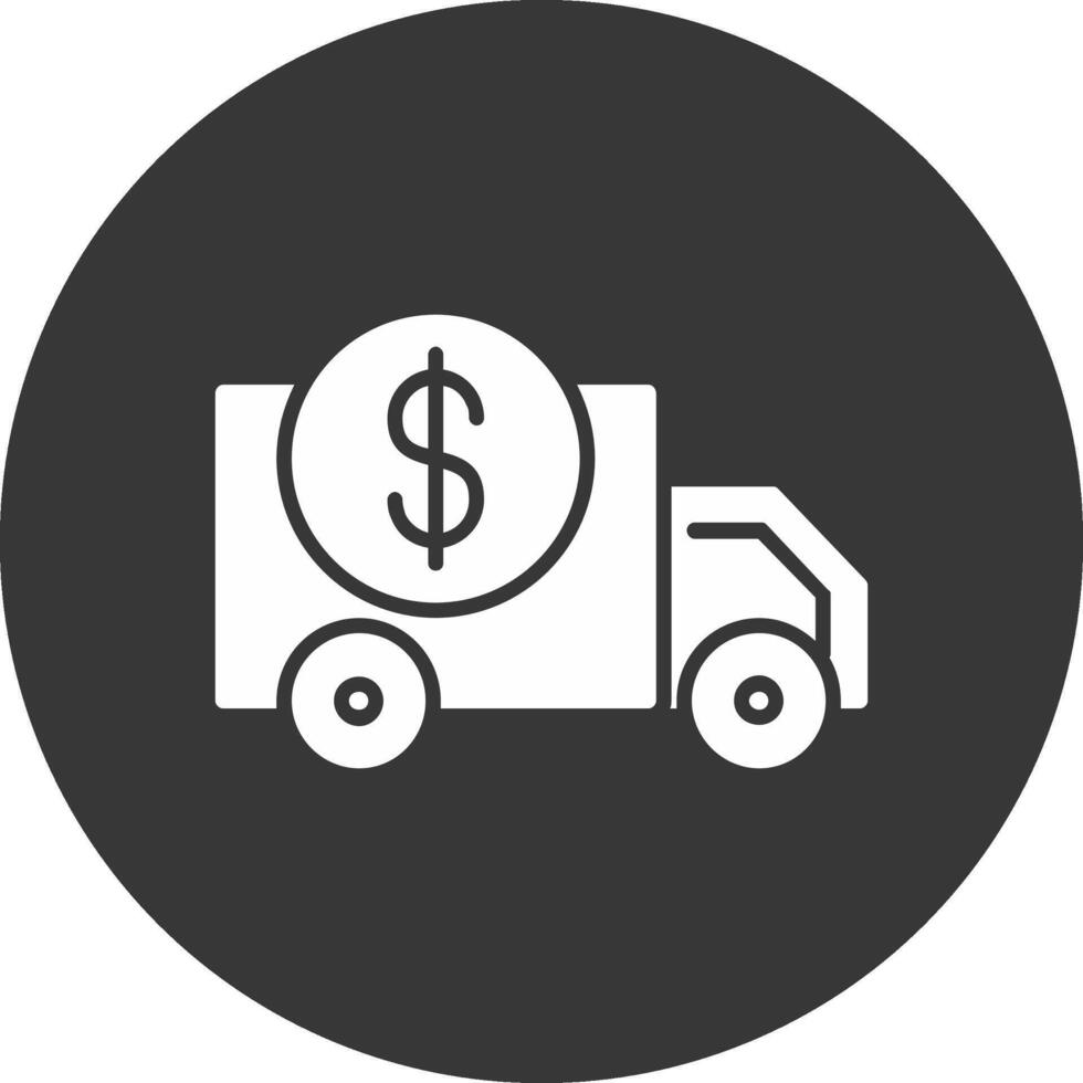 Delivery Van Glyph Inverted Icon vector