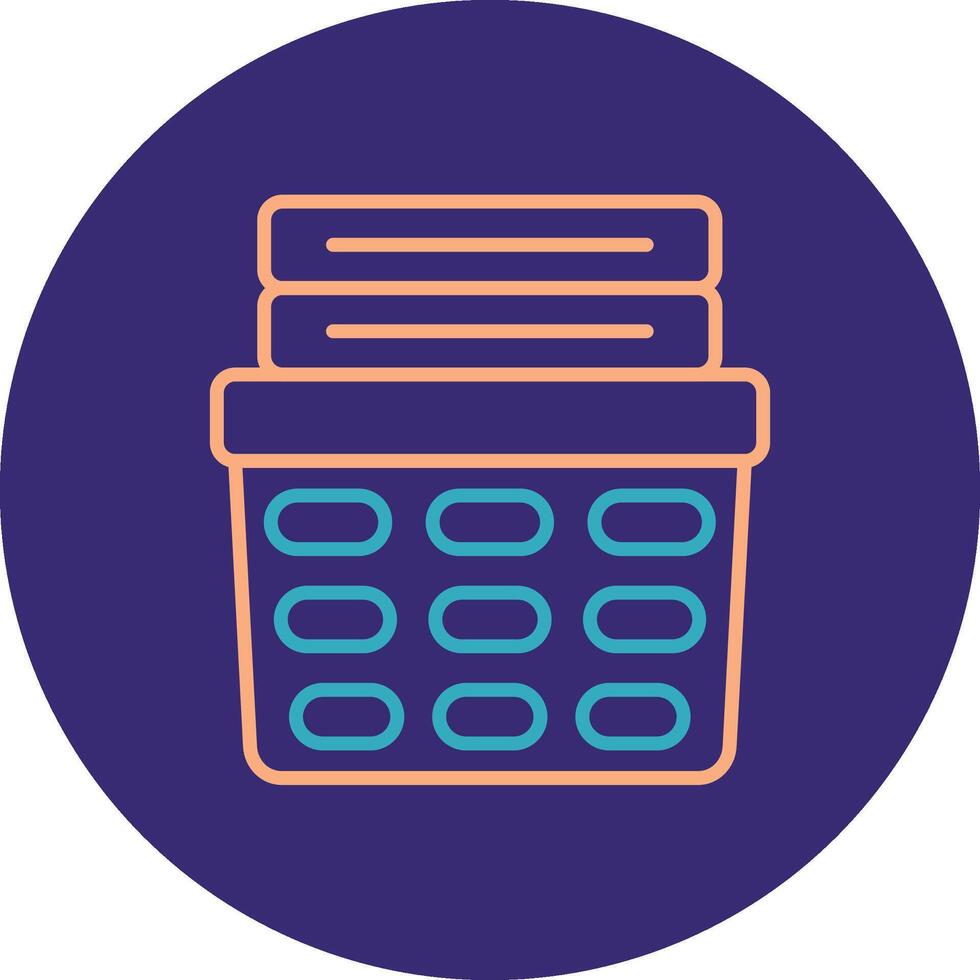 Laundry Basket Line Two Color Circle Icon vector