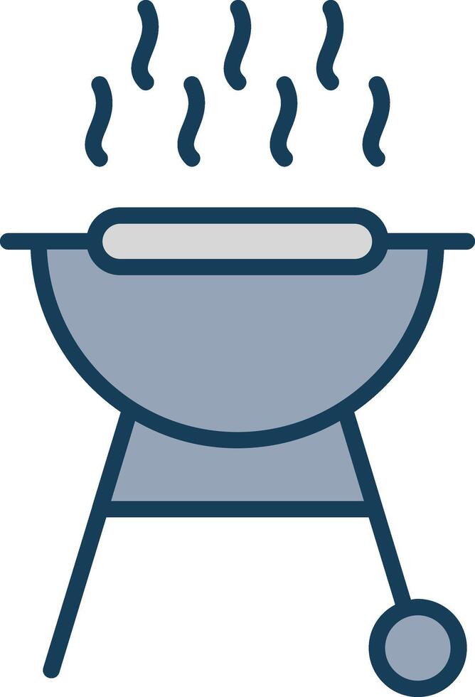 BBQ Grill Line Filled Grey Icon vector