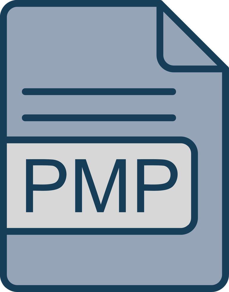 pmp archivo formato línea lleno gris icono vector
