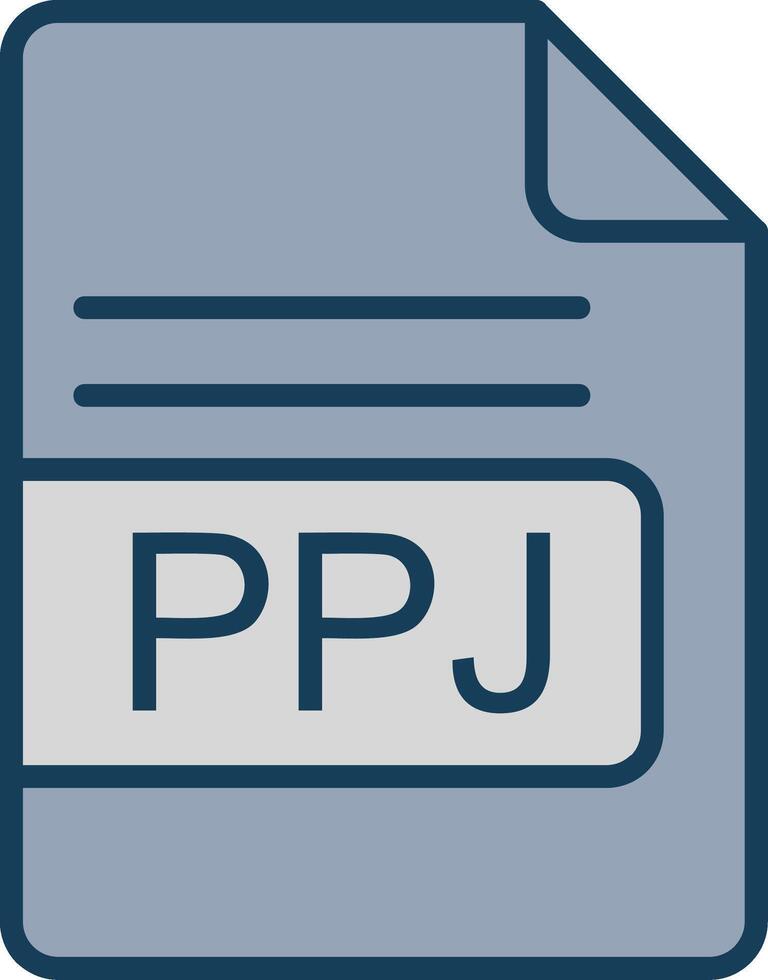 PPJ File Format Line Filled Grey Icon vector