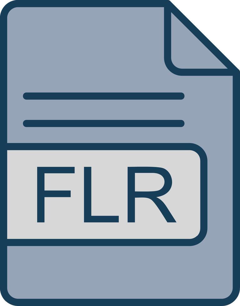 FLR File Format Line Filled Grey Icon vector