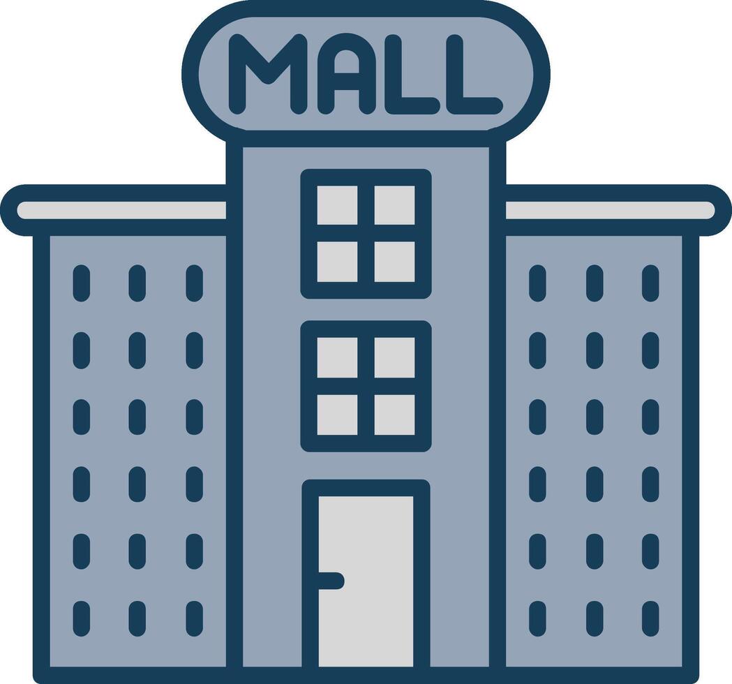 Shopping Mall Line Filled Grey Icon vector