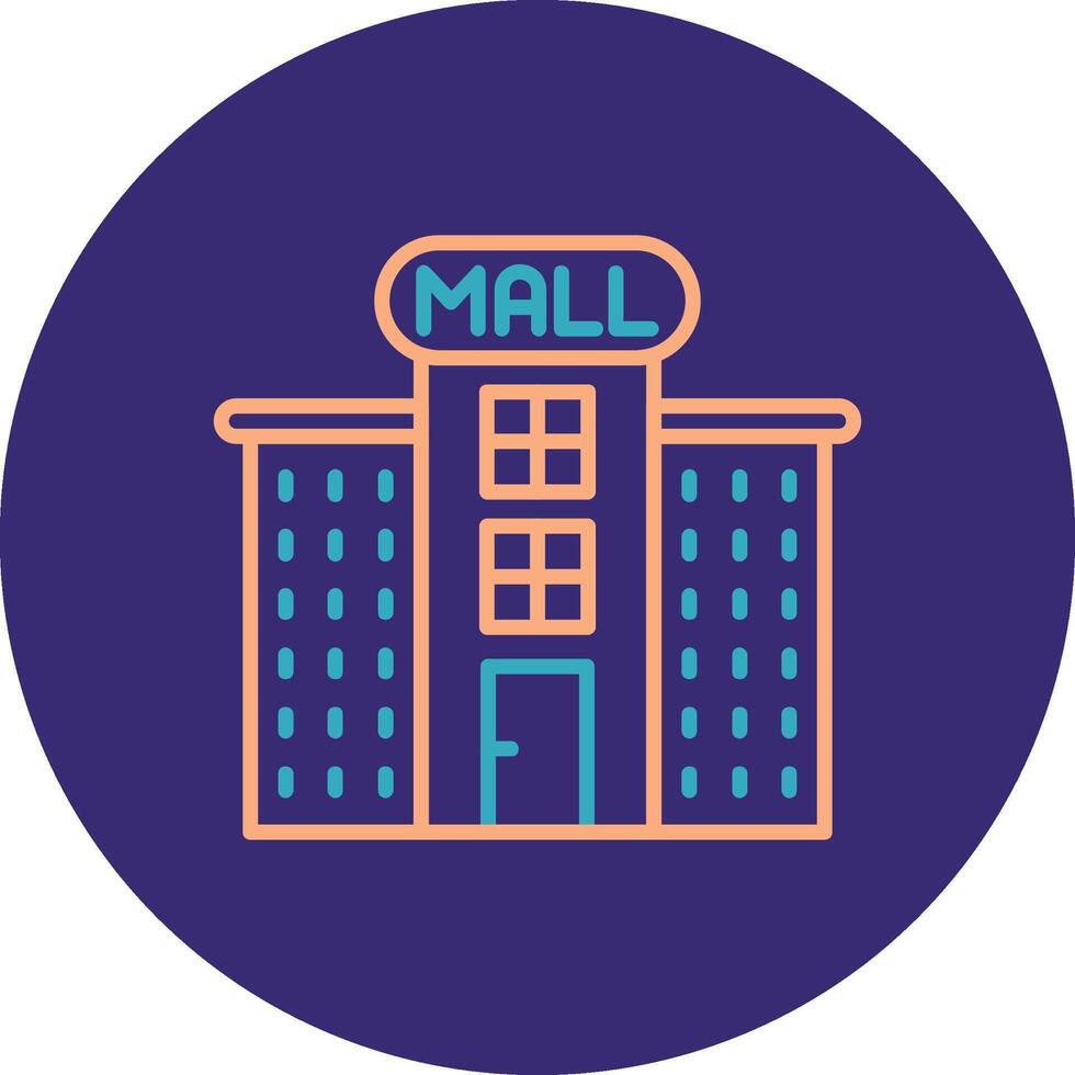 Shopping Mall Line Two Color Circle Icon vector