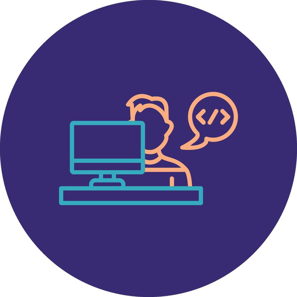 desarrollador línea dos color circulo icono vector