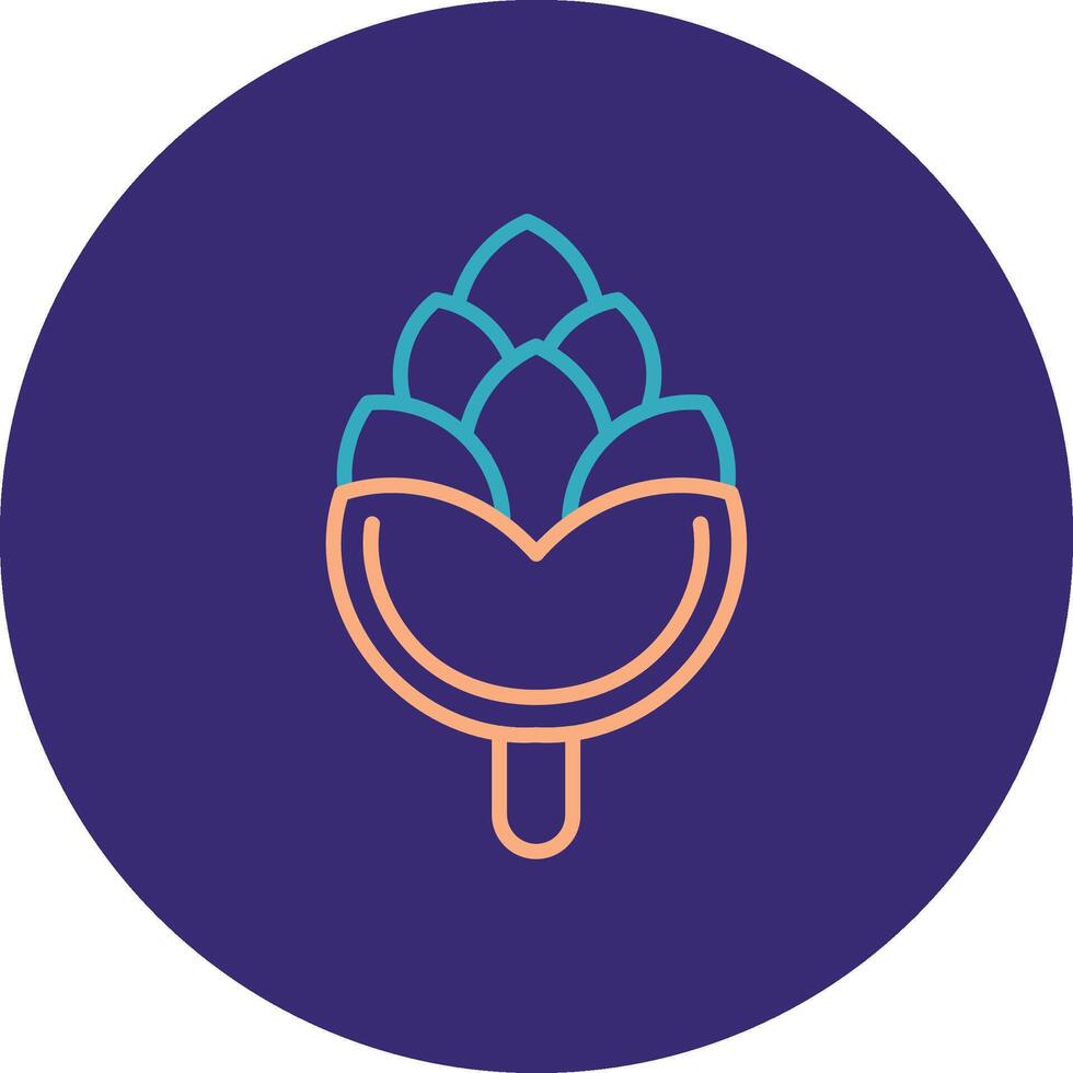 Pine Cone Line Two Color Circle Icon vector