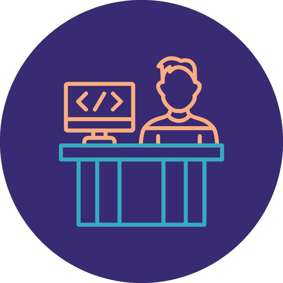 Programmer Line Two Color Circle Icon vector