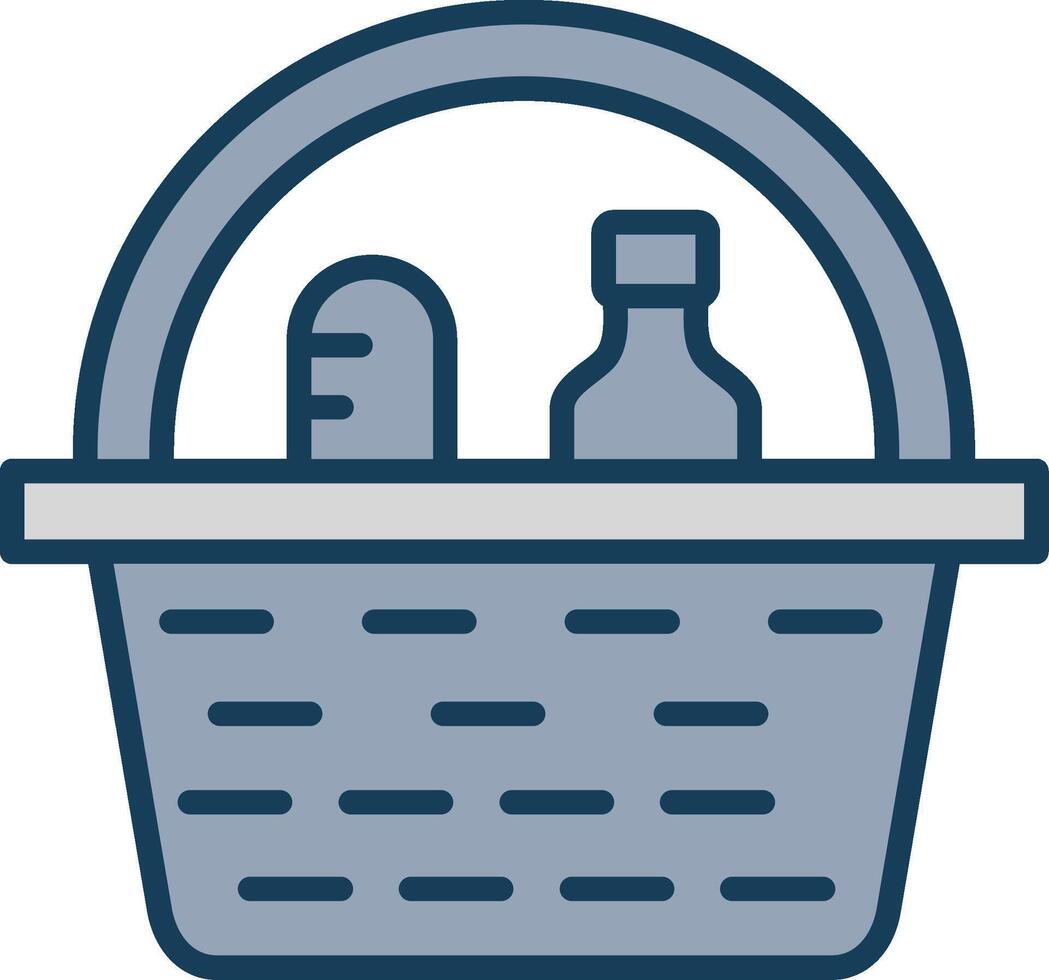 Picnic Basket Line Filled Grey Icon vector