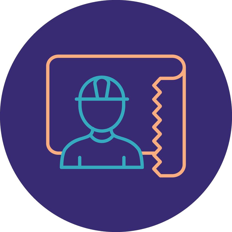 Architect Line Two Color Circle Icon vector