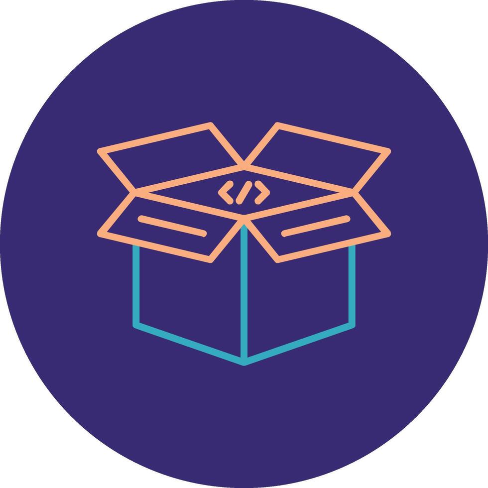 Open Box Line Two Color Circle Icon vector