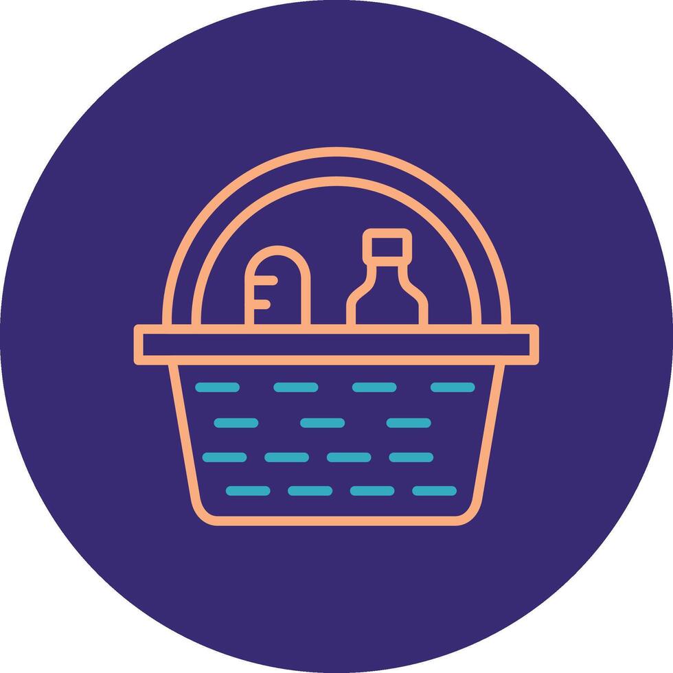 Picnic Basket Line Two Color Circle Icon vector