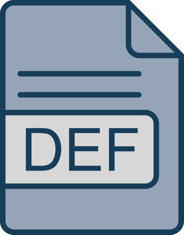 DEF File Format Line Filled Grey Icon vector