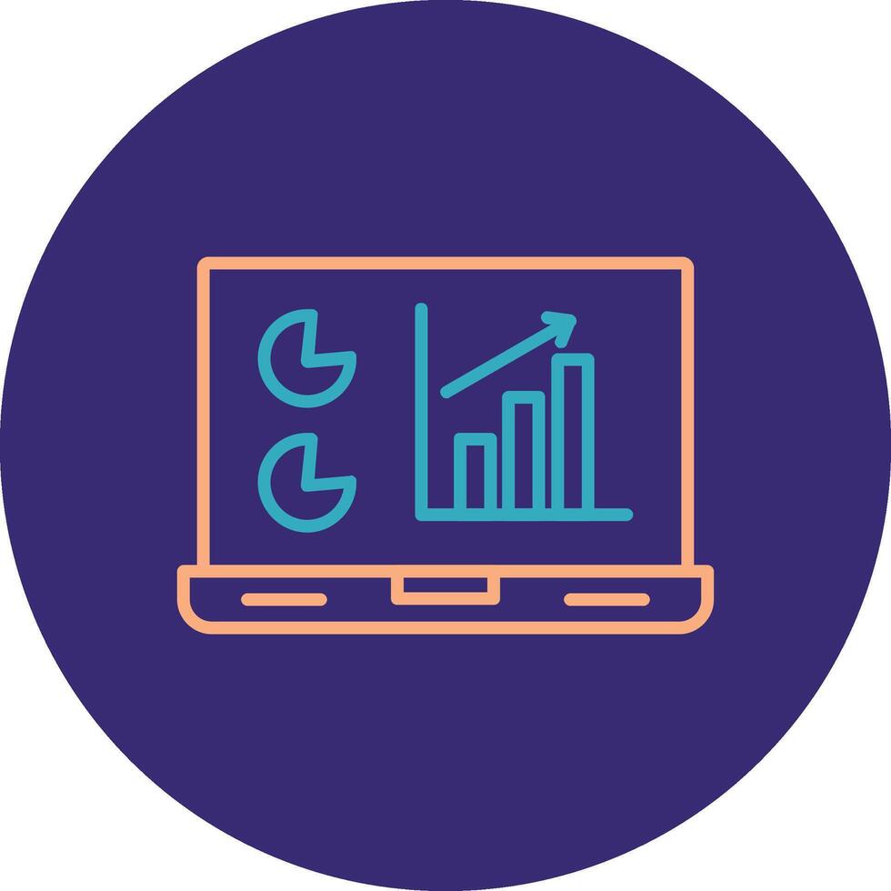 Data Analytics Line Two Color Circle Icon vector