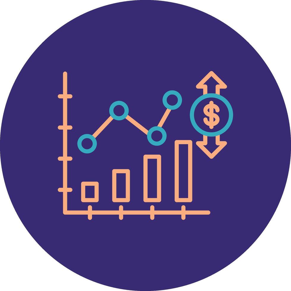 mercado fluctuación línea dos color circulo icono vector