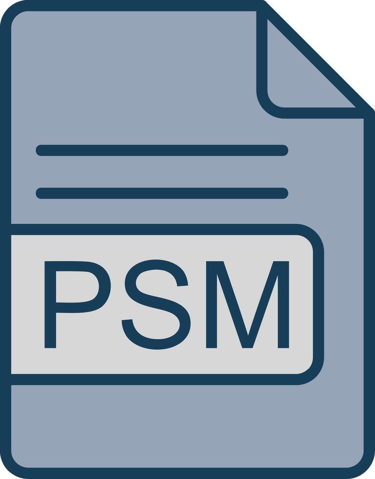 PSM File Format Line Filled Grey Icon vector