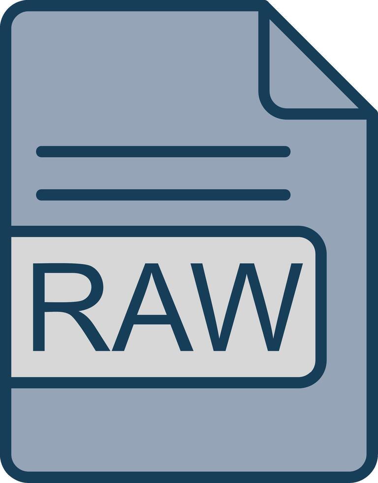 RAW File Format Line Filled Grey Icon vector