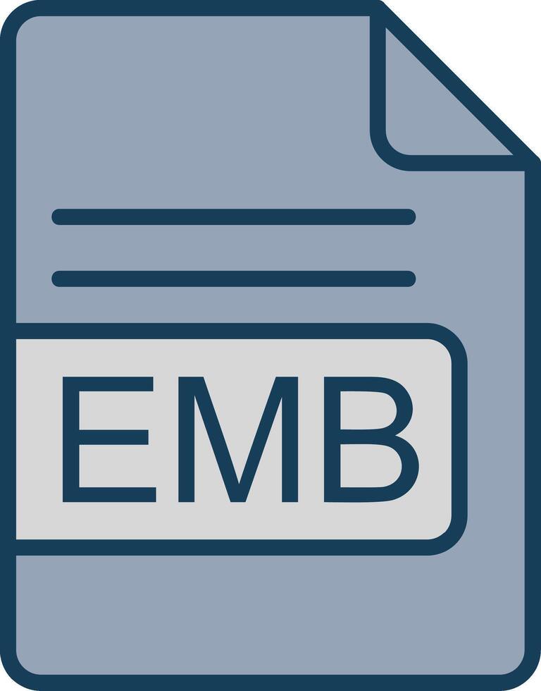 EMB File Format Line Filled Grey Icon vector