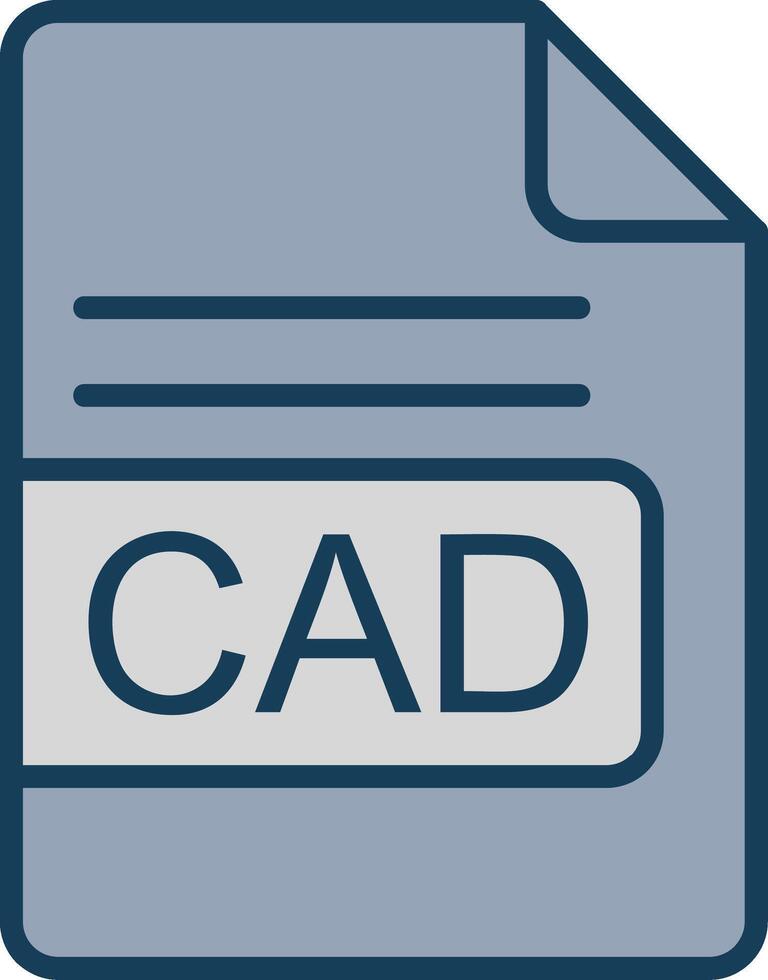CAD File Format Line Filled Grey Icon vector