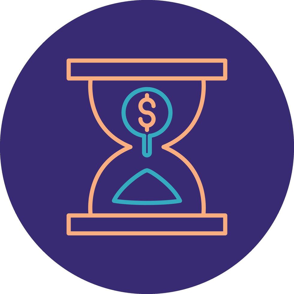 Sand Timer Line Two Color Circle Icon vector