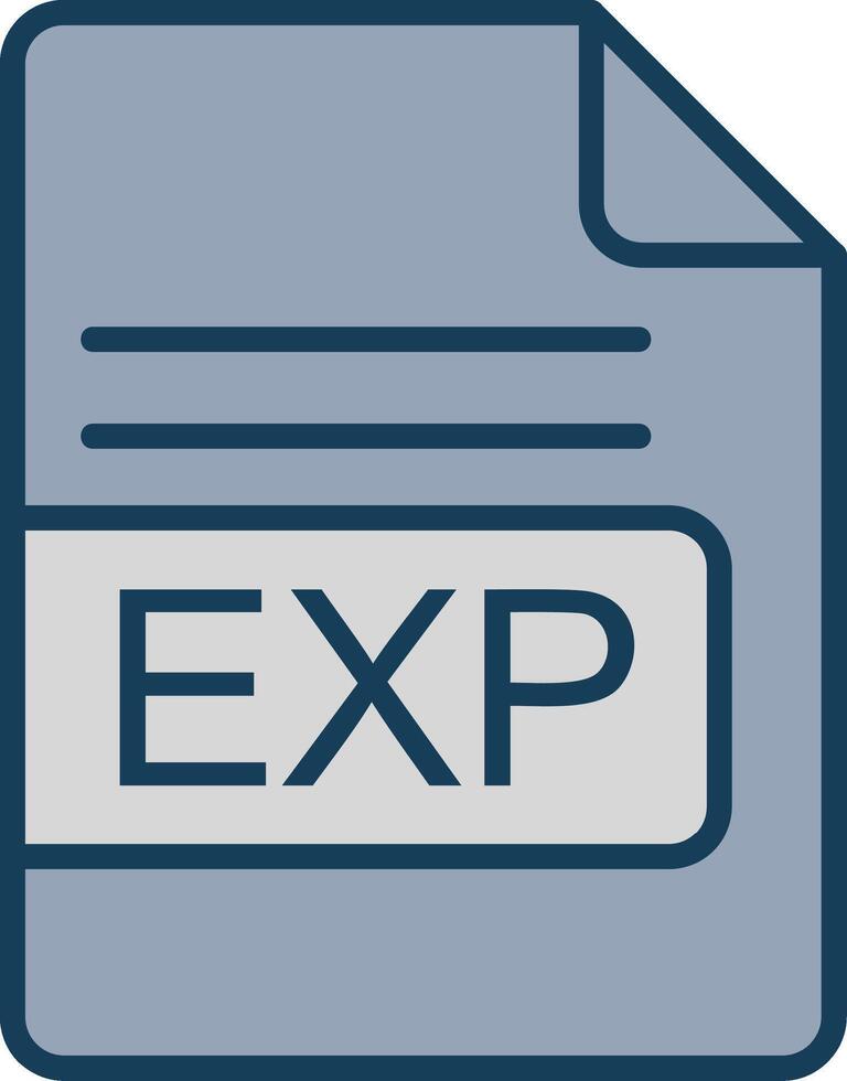 EXP File Format Line Filled Grey Icon vector