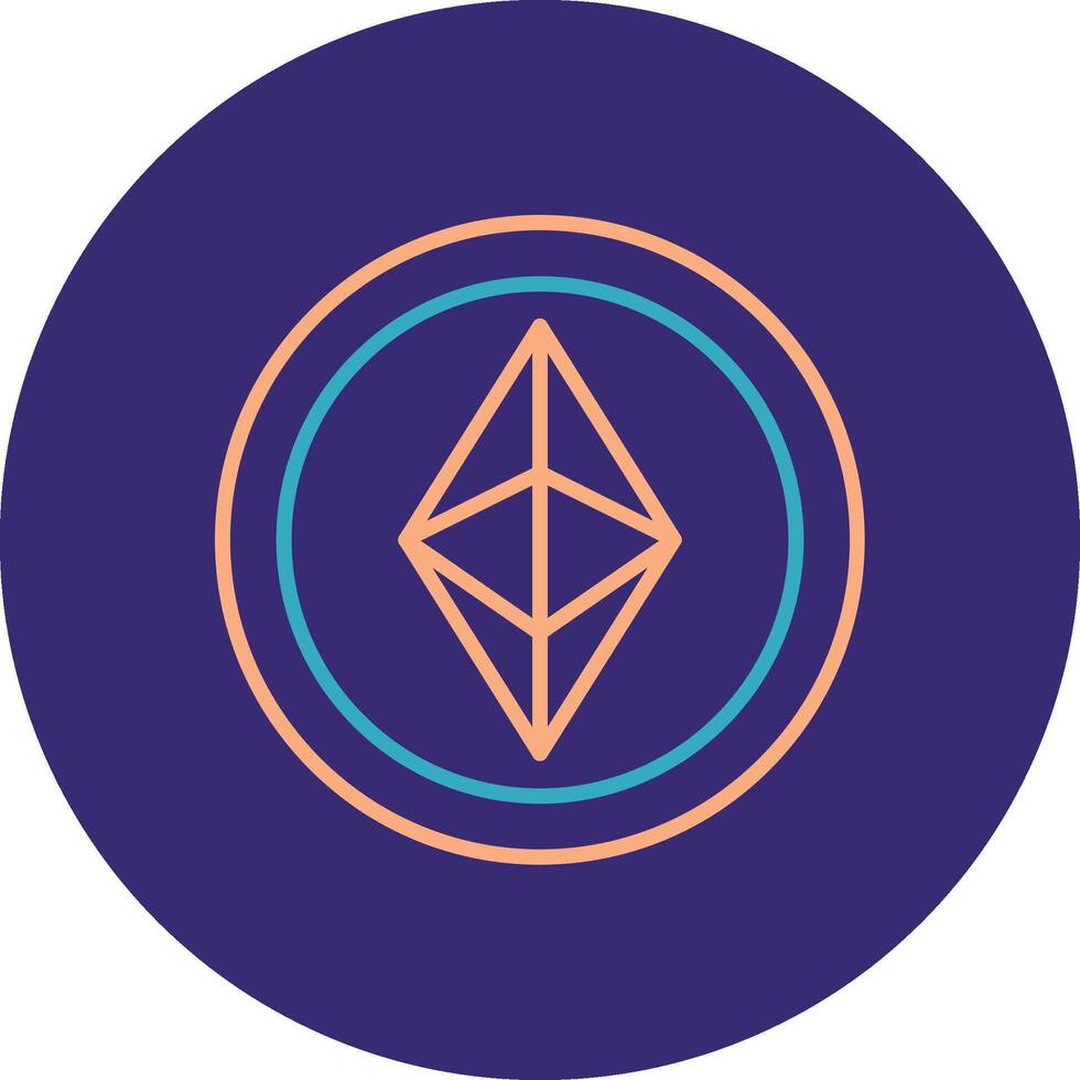 Ethereum Line Two Color Circle Icon vector
