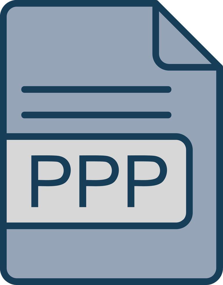 PPP File Format Line Filled Grey Icon vector