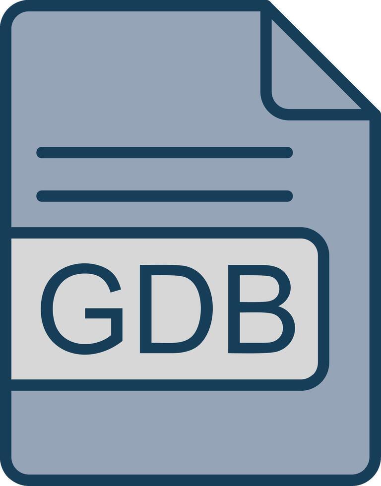 GDB File Format Line Filled Grey Icon vector