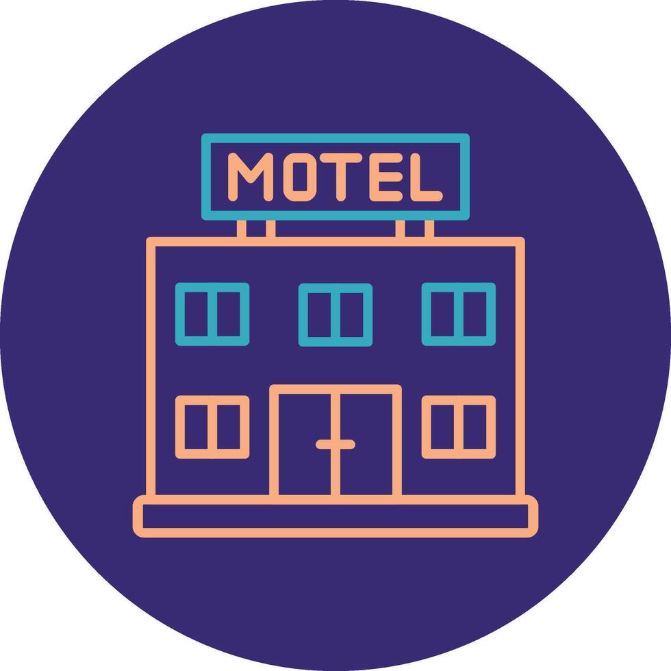 Motel Line Two Color Circle Icon vector