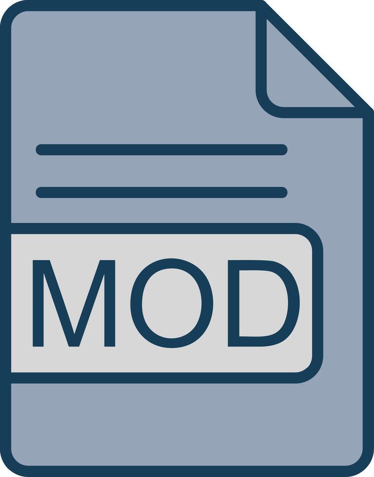 MOD File Format Line Filled Grey Icon vector