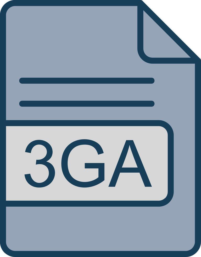 3GA File Format Line Filled Grey Icon vector