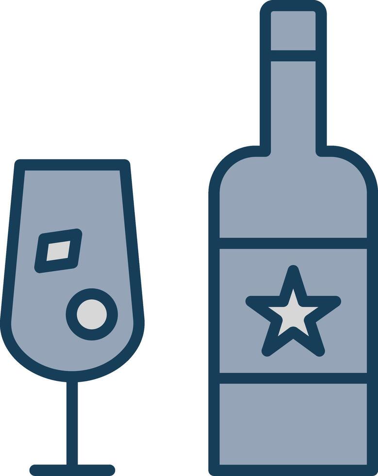 Champagne Line Filled Grey Icon vector