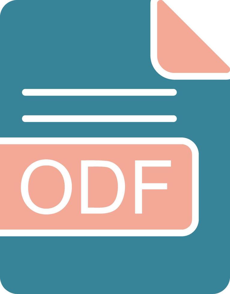 odf archivo formato glifo dos color icono vector