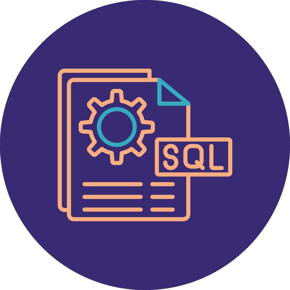 sql archivo línea dos color circulo icono vector
