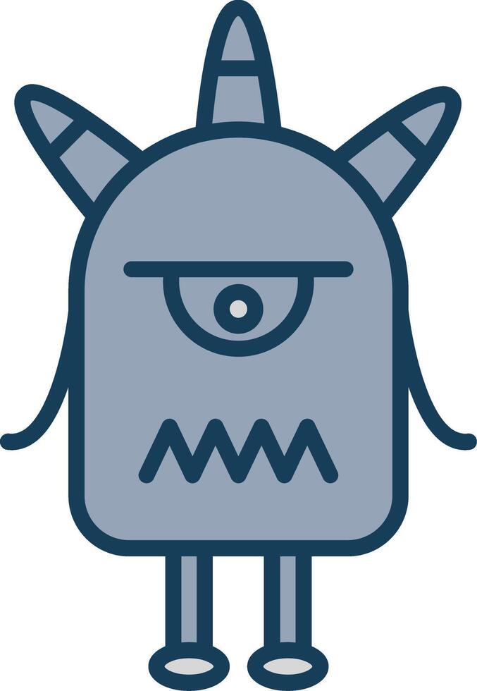 Monster Line Filled Grey Icon vector