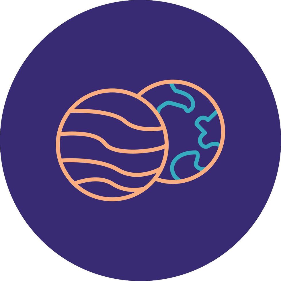 Planets Line Two Color Circle Icon vector