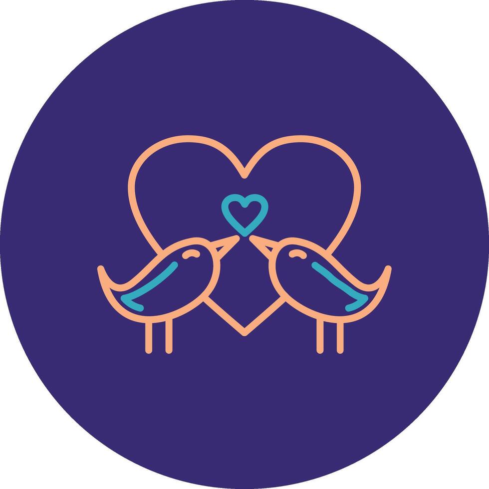 Love Birds Line Two Color Circle Icon vector