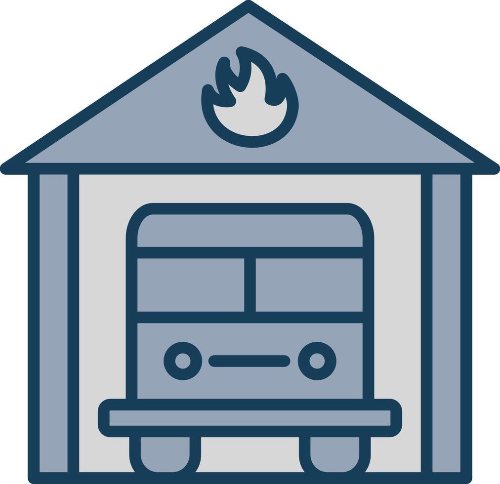 fuego estación línea lleno gris icono vector